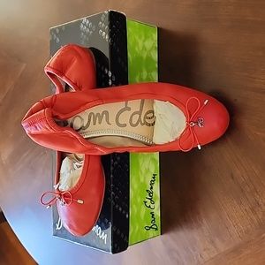 Sam Edelman Red Leather Luxe Ballet Flats, Size 7M